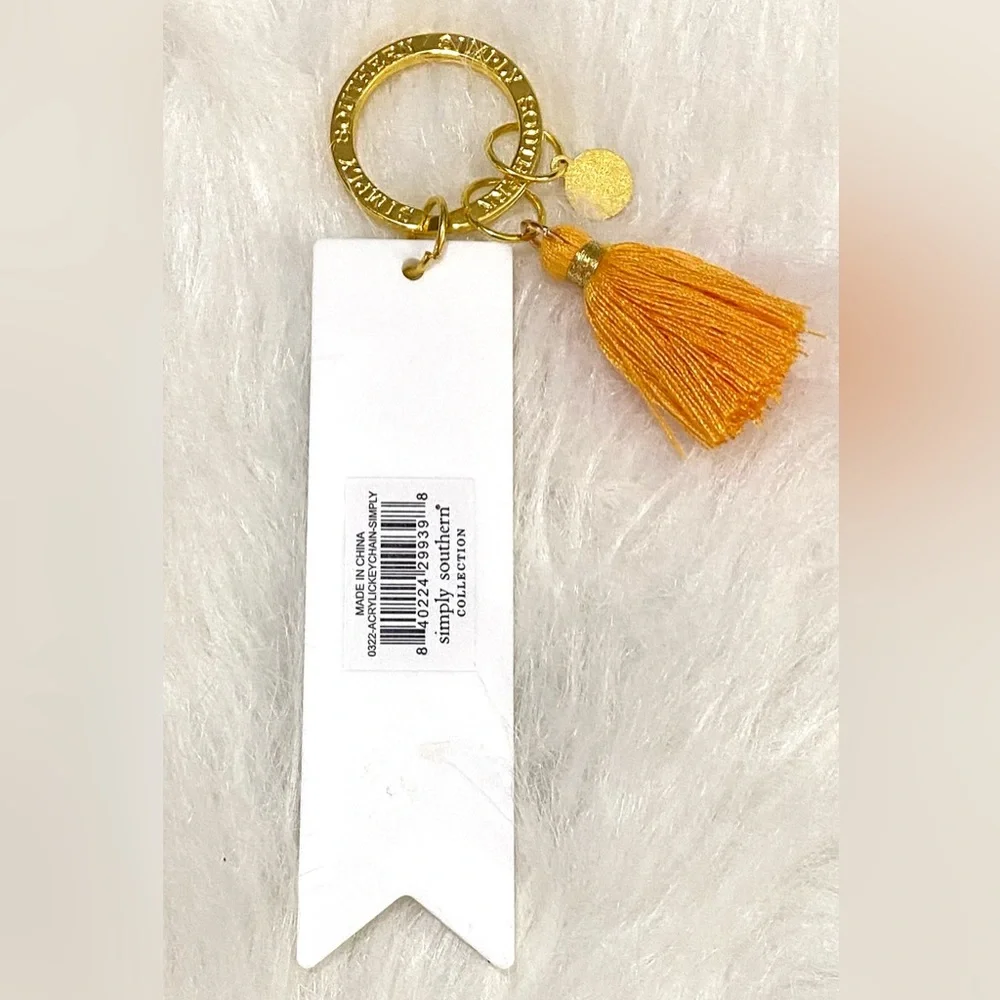 Simply Southern White Gold Live Simply Acrylic Keychain Accessory Preppy Coastal